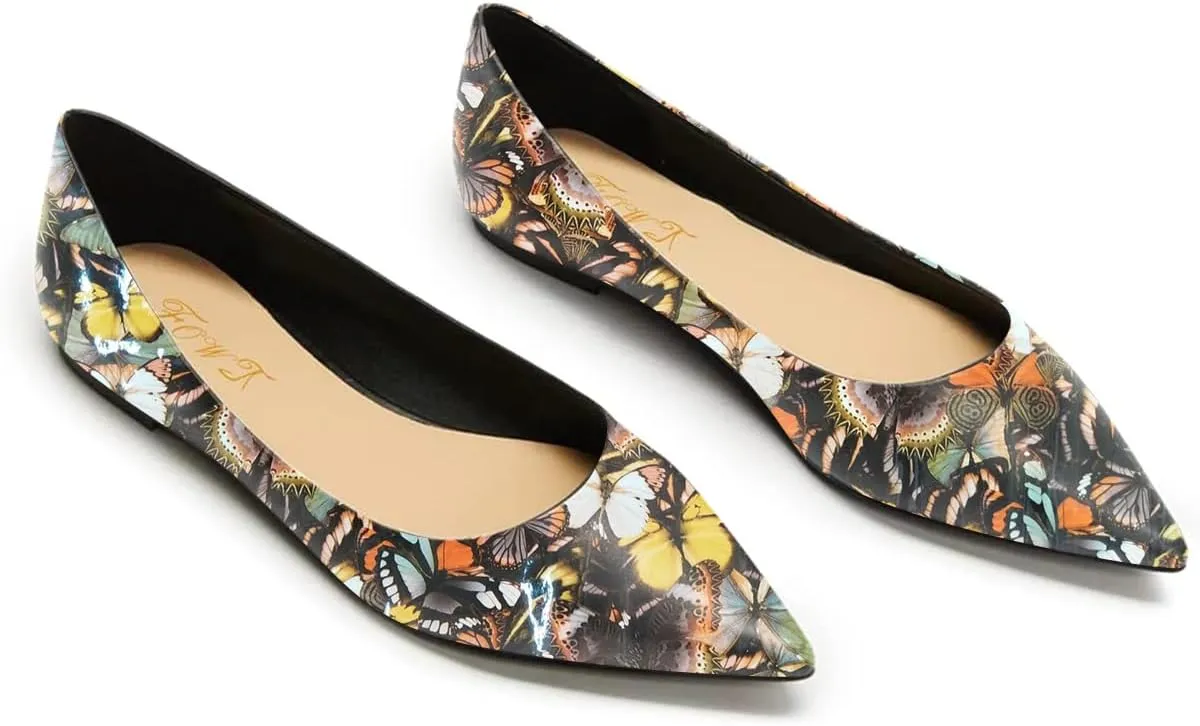 FOWT Women Comfortable Slip On Pointed Toe Flat Heel Pumps Flats Daily Office Party Dress Unisex Shoes US Size 4-16