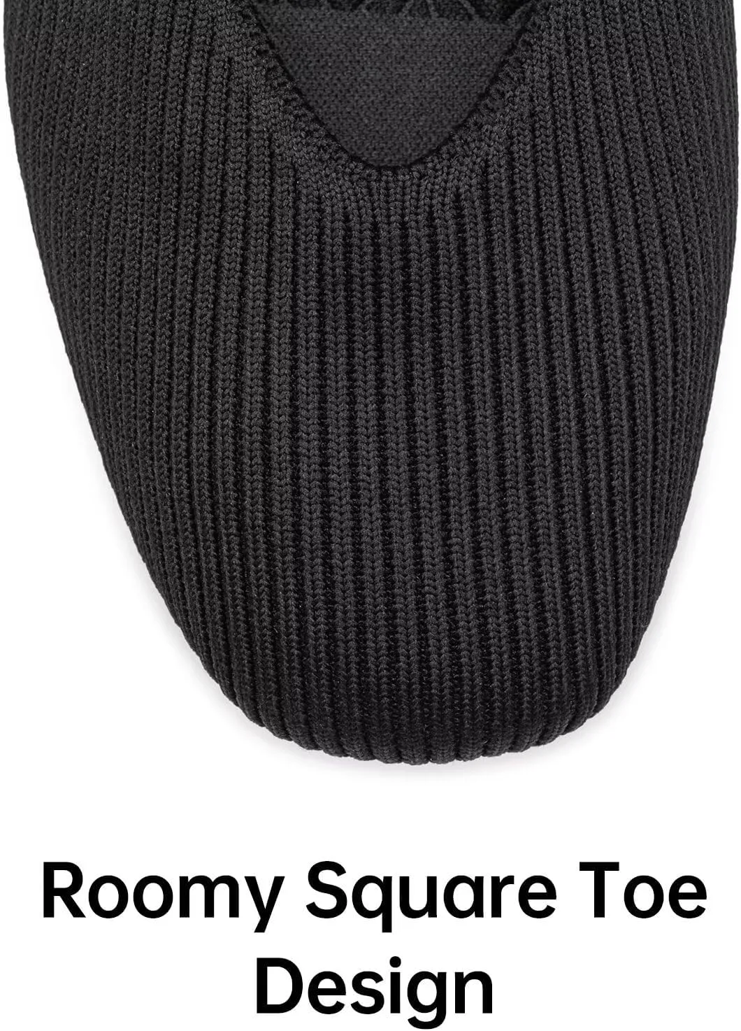 Frank Mully Womens Wide Flat Shoes Square Toe Shoes Knitted Work Flats Comfortable Women Shoes Comfortable Women Shoes