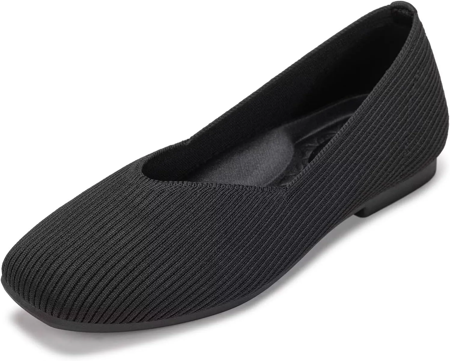 Frank Mully Womens Wide Flat Shoes Square Toe Shoes Knitted Work Flats Comfortable Women Shoes Comfortable Women Shoes