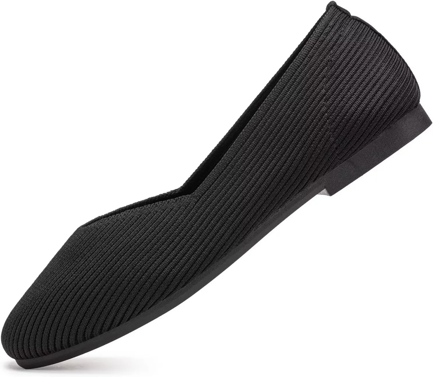 Frank Mully Womens Wide Flat Shoes Square Toe Shoes Knitted Work Flats Comfortable Women Shoes Comfortable Women Shoes