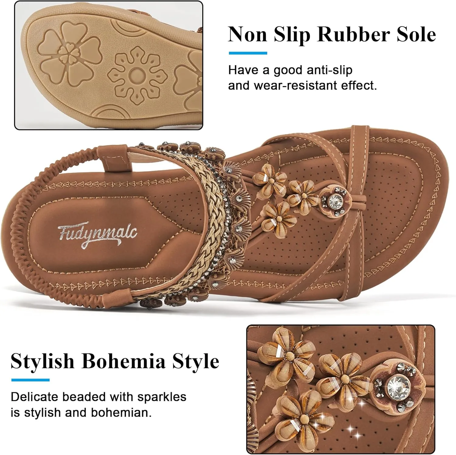 FUDYNMALC Womens Sandals Flat Shoes: Casual Summer Dressy Flats Gladiator Comfortable Walking Footwear