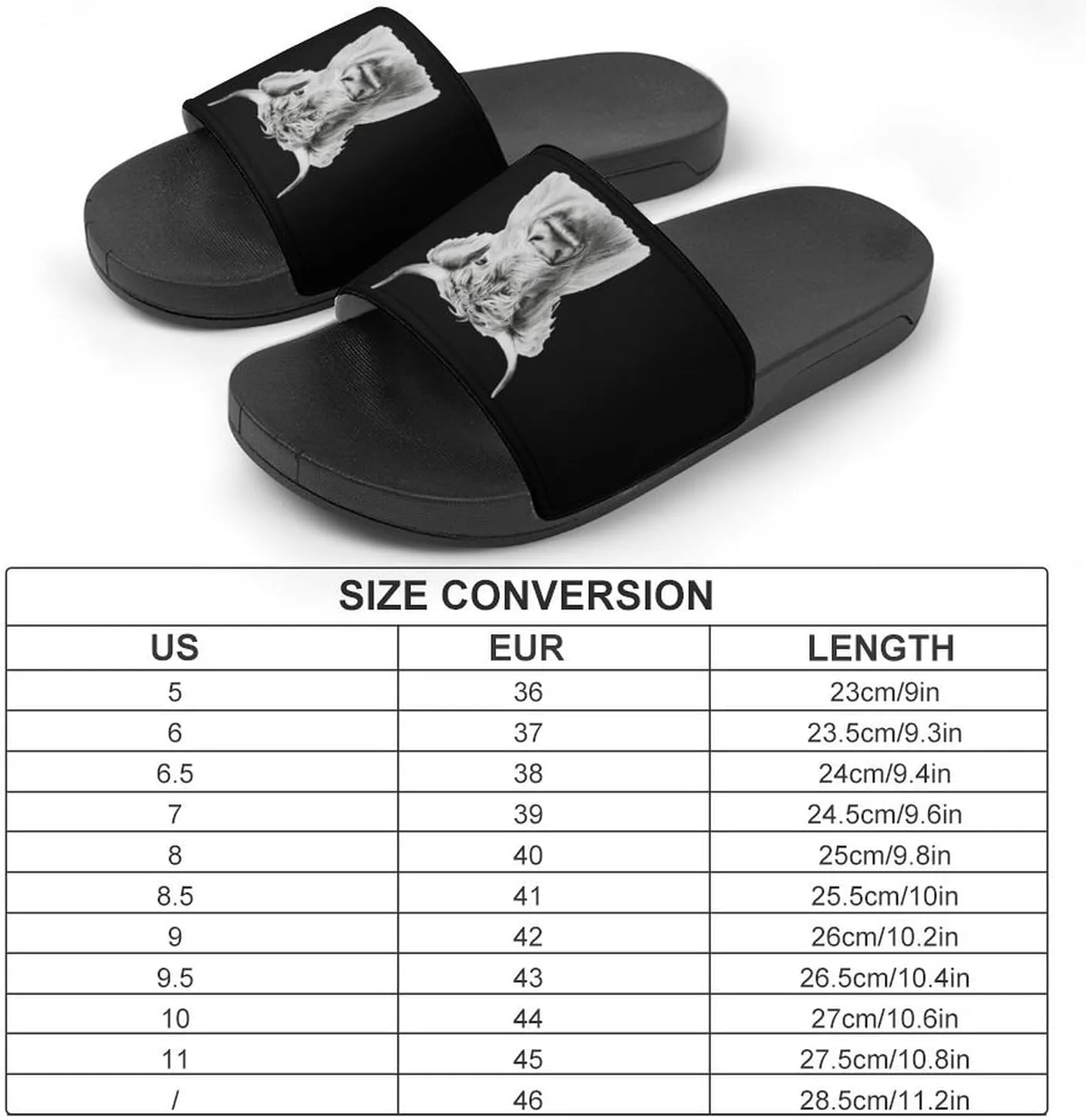 Funny Highland Cow House Slippers for Women Men Shower Slides Bathroom Sandals