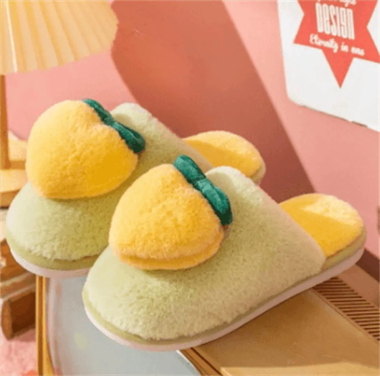 Fuzzy Slipper Winter Fluffy Slippers Peach Cute Slippers For Women Comfortable Warm House Shoes Slippers