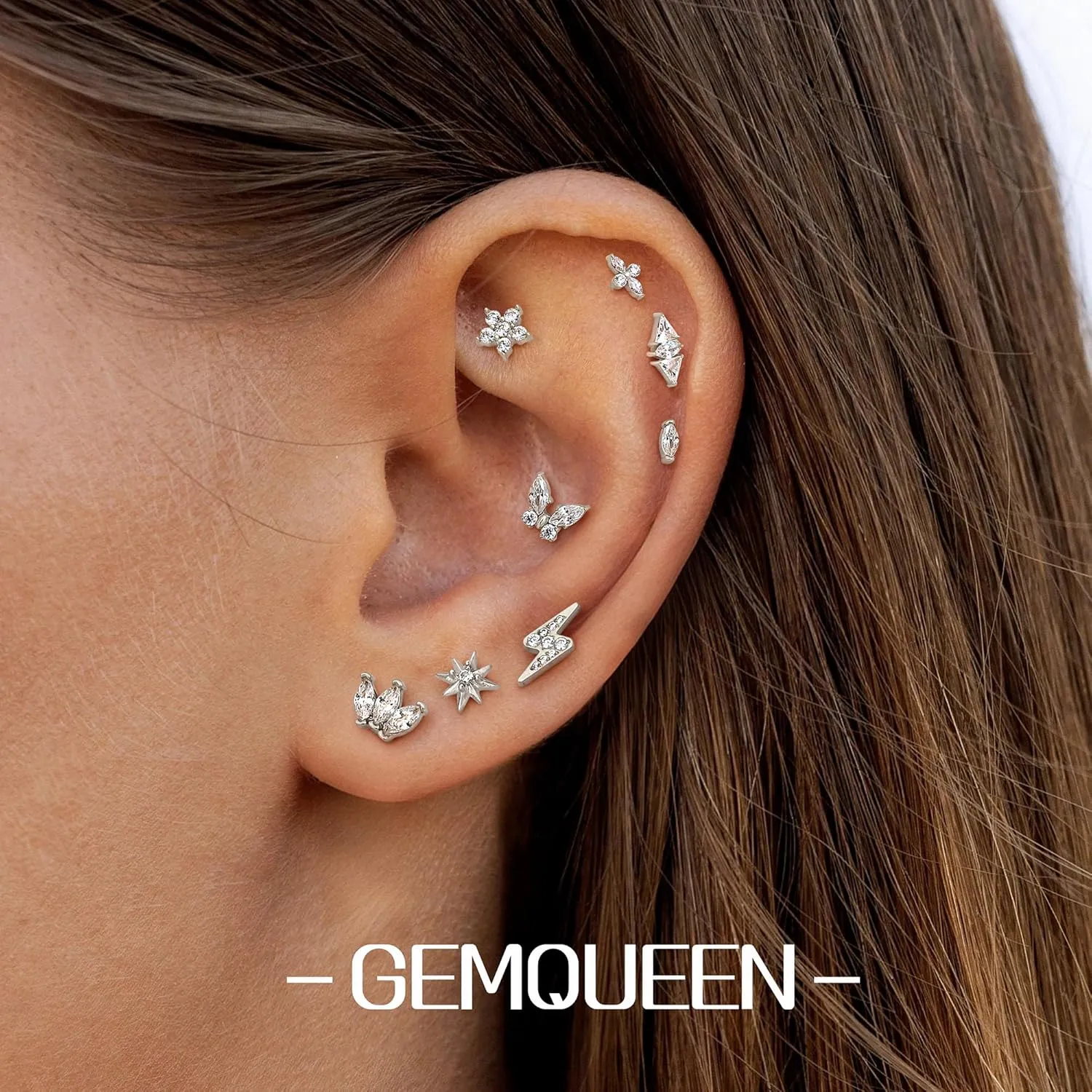 G23 Implant Grade Titanium Flat Back Earrings 5A CZ Studs: 14K Gold Hypoallergenic 3 Pcs 18G Internally Threaded Tragus Cartilage Conch Helix Piercing Jewelry for Sensitive Ears Women Men