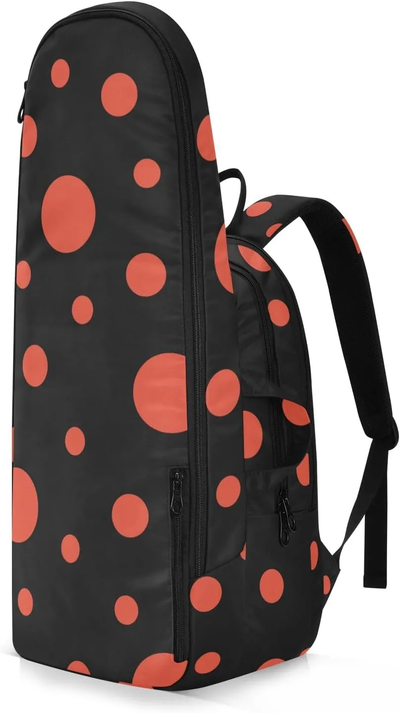 GAIGEO Red Polka Dot Black Tennis Racket Backpack, Expandable Tennis Stuff, Sandwich Mesh Back, Breathable and not Stuffy