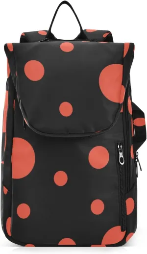 GAIGEO Red Polka Dot Black Tennis Racket Backpack, Expandable Tennis Stuff, Sandwich Mesh Back, Breathable and not Stuffy