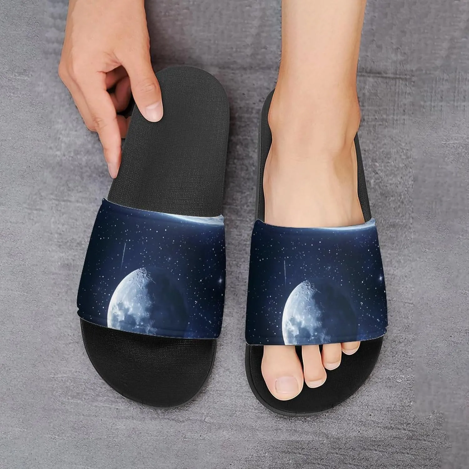 Galaxy Meteor Moon Earth Slippers Indoor Outdoor Unisex House Slipper Shower Slippers Non-Slip Open Toe Shoes