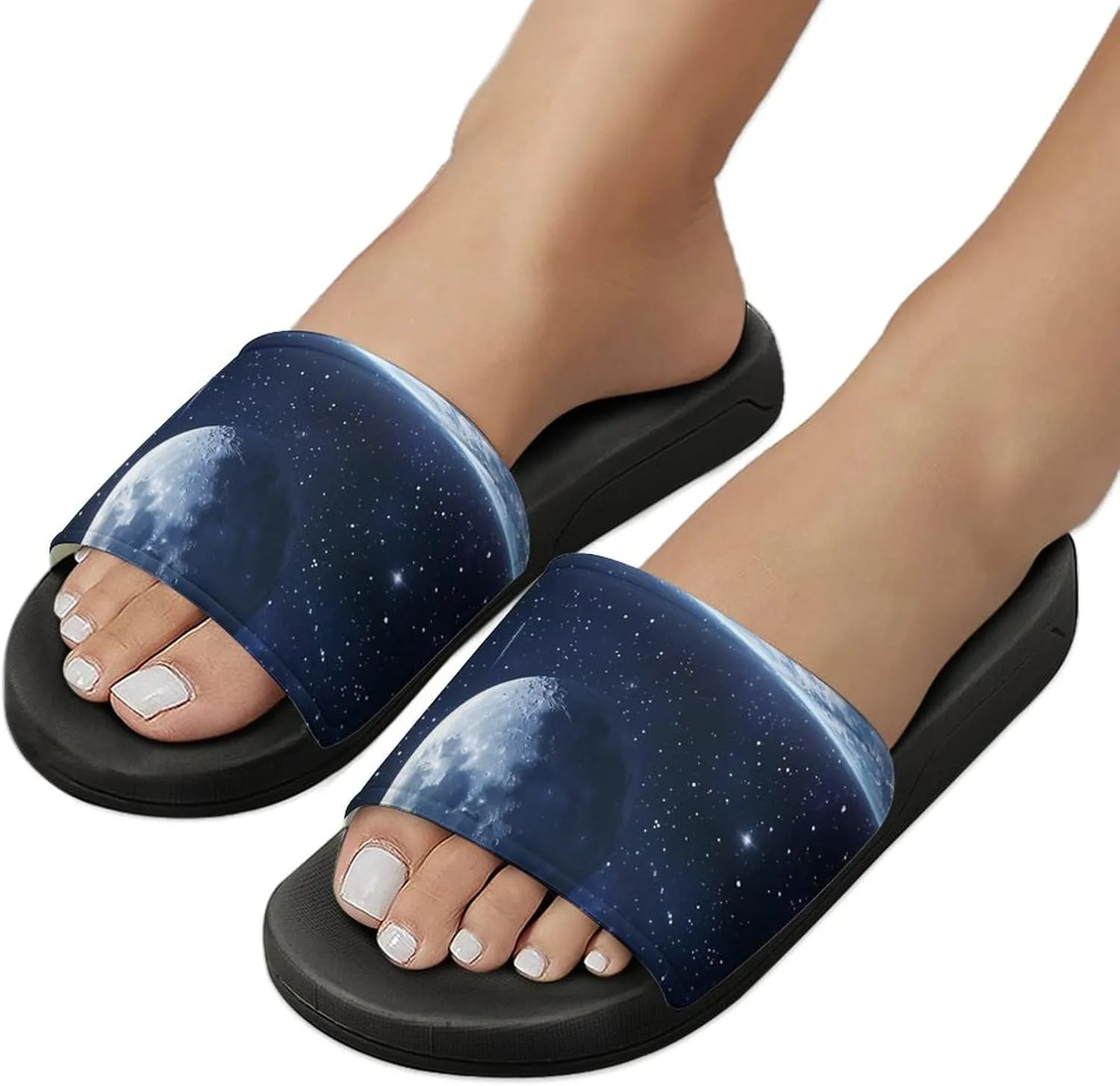 Galaxy Meteor Moon Earth Slippers Indoor Outdoor Unisex House Slipper Shower Slippers Non-Slip Open Toe Shoes