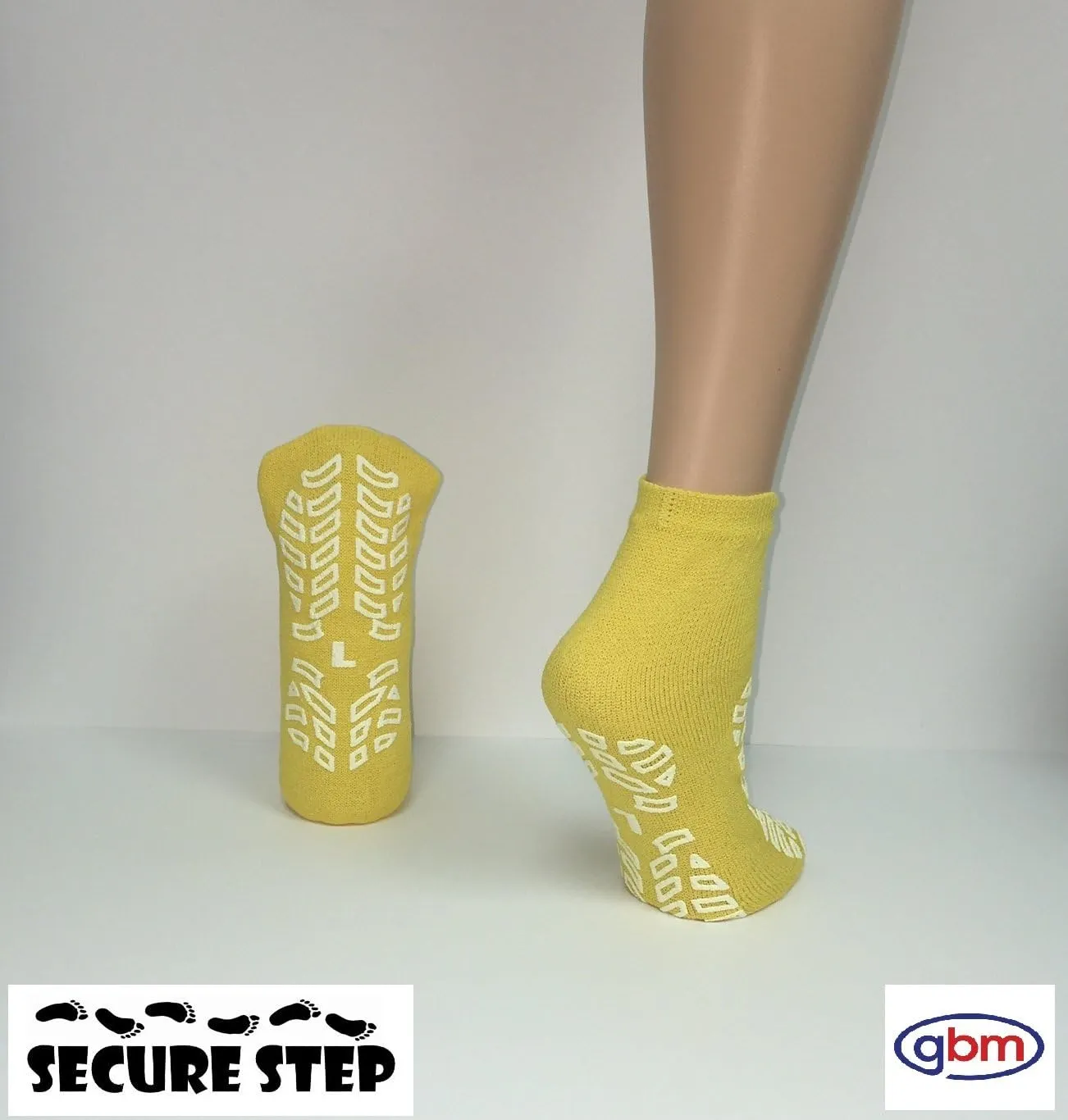GBM Secure Step Double-Sided Tread Non Slip Safety Socks, 4 Pair