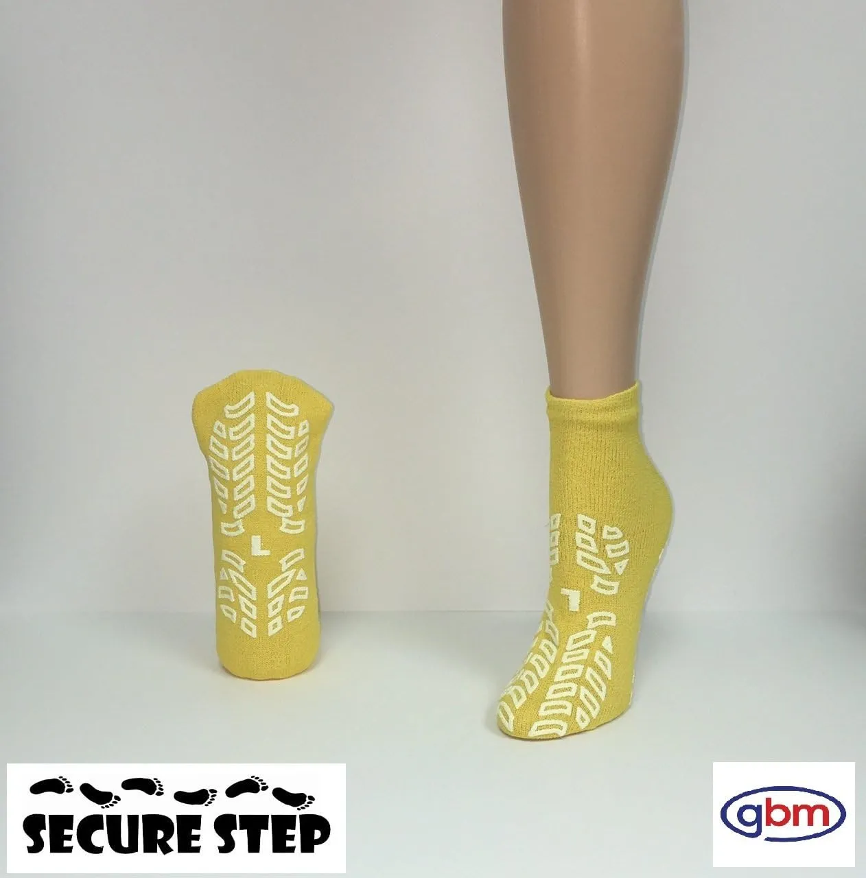 GBM Secure Step Double-Sided Tread Non Slip Safety Socks, 4 Pair
