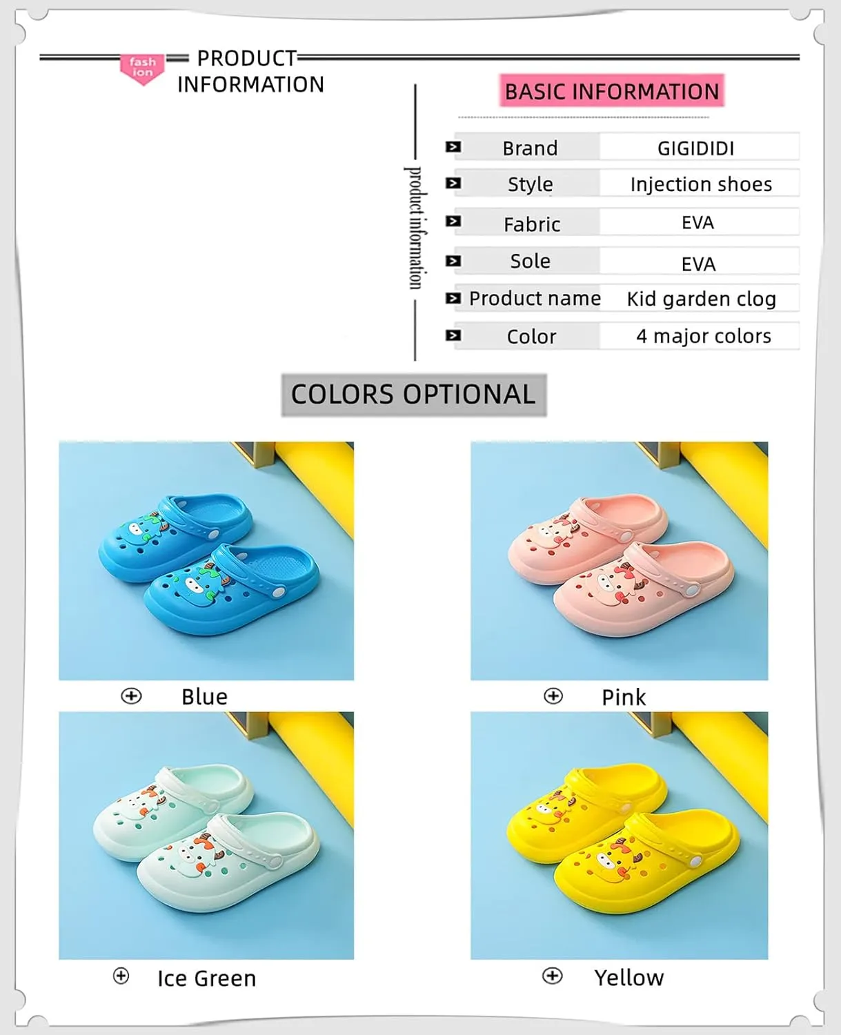 Gigididi Kids Clogs Toddler Garden Slip On Water Shoes,Beach Slipper for Boys and Girls