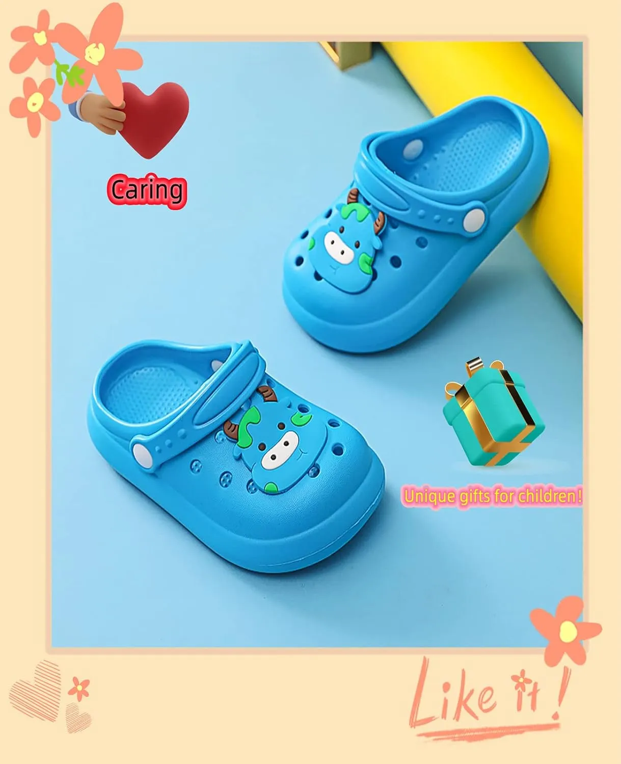 Gigididi Kids Clogs Toddler Garden Slip On Water Shoes,Beach Slipper for Boys and Girls
