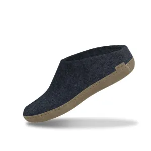 GLERUPS Slip On Slippers Women and Men with Rubber Sole | Unisex Slip-on Wool Slipper Shoes Women Men | Comfy Outdoor Indoor Slippers 7.5-8 Women/7.5-8 Men Blue