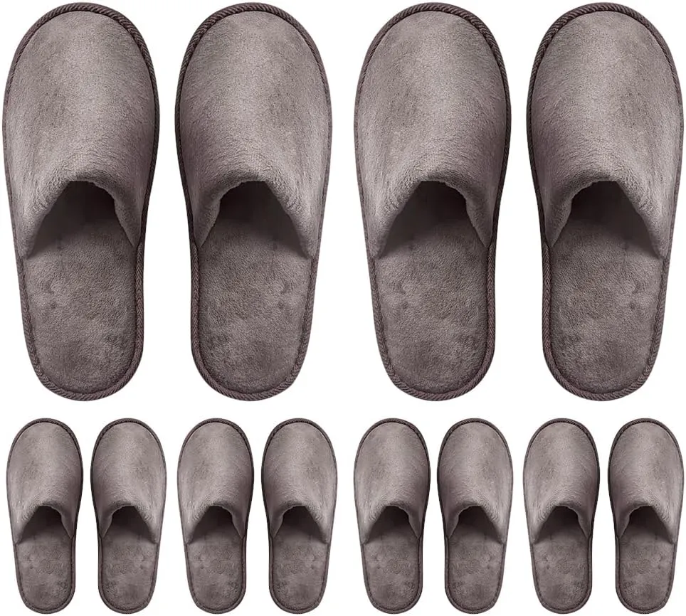 GONG GONG 6 Pairs Non Slip Disposable Slippers, Washable & Reusable, Closed Toe Crystal Velvet Slipper for Guest, Bathroom, House, Hotel, Party, SPA, Wedding