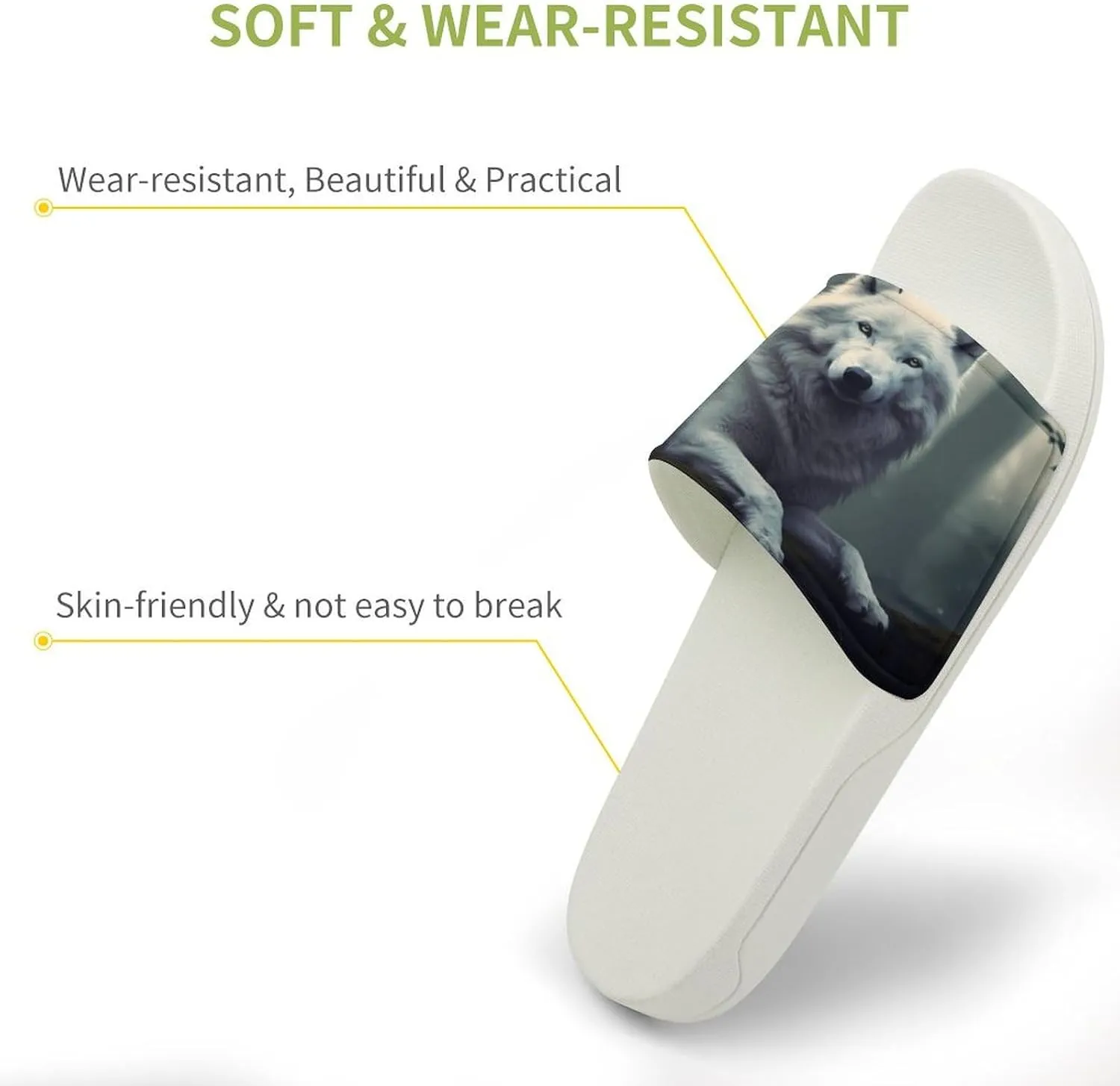 Goodaily White Wolf Wolves Open Toe Slippers for Women And Men Non Slip Shower Slippers Home Slippers