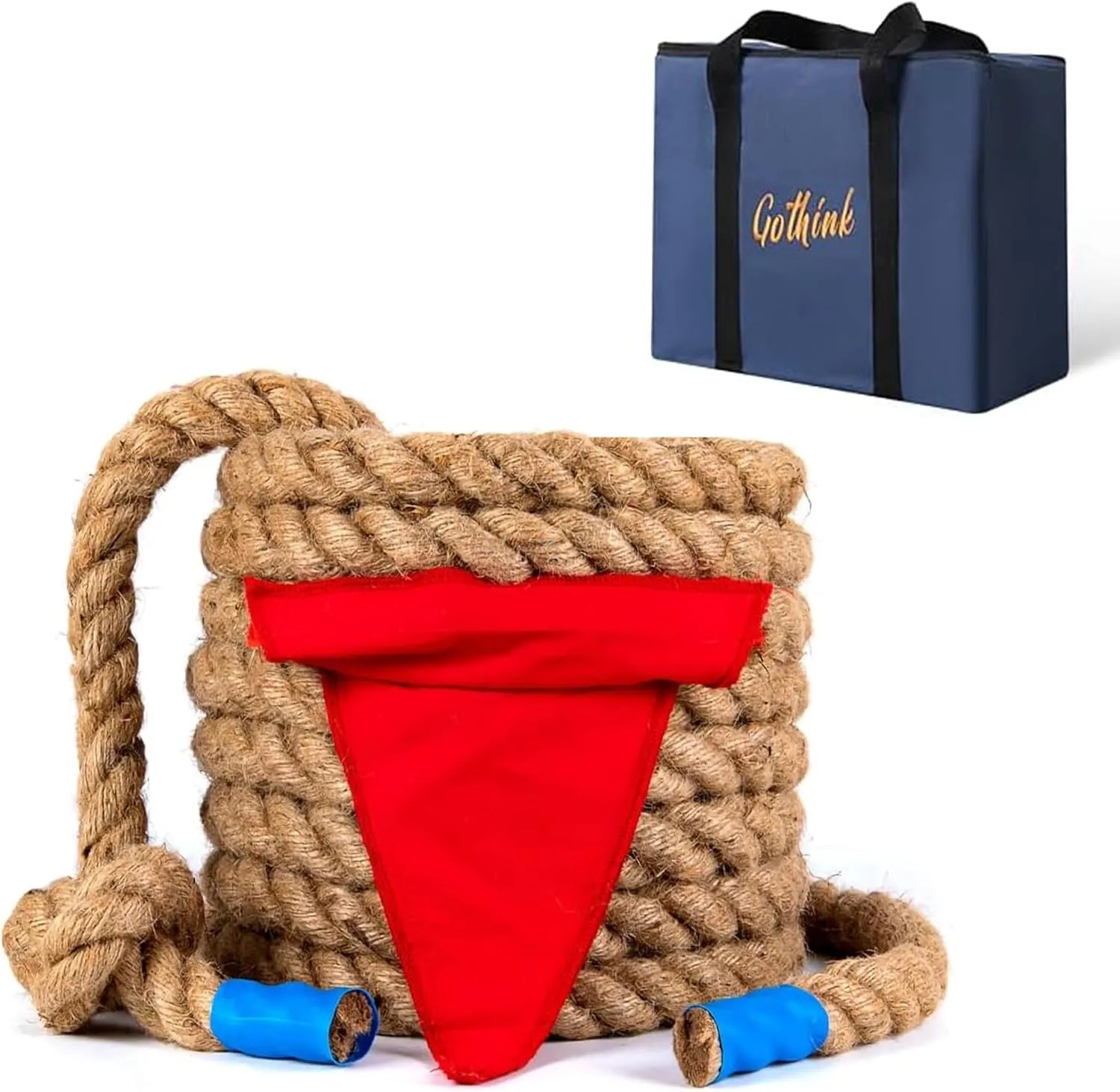 Gothink 33 FT Tug of War Rope Toys Set for Kids - Soft Natural Jute Fiber Rope with Red Flag for Field Day,Birthday/Holiday Party Game,Camping/Backyard Outdoor Games & Team Activities