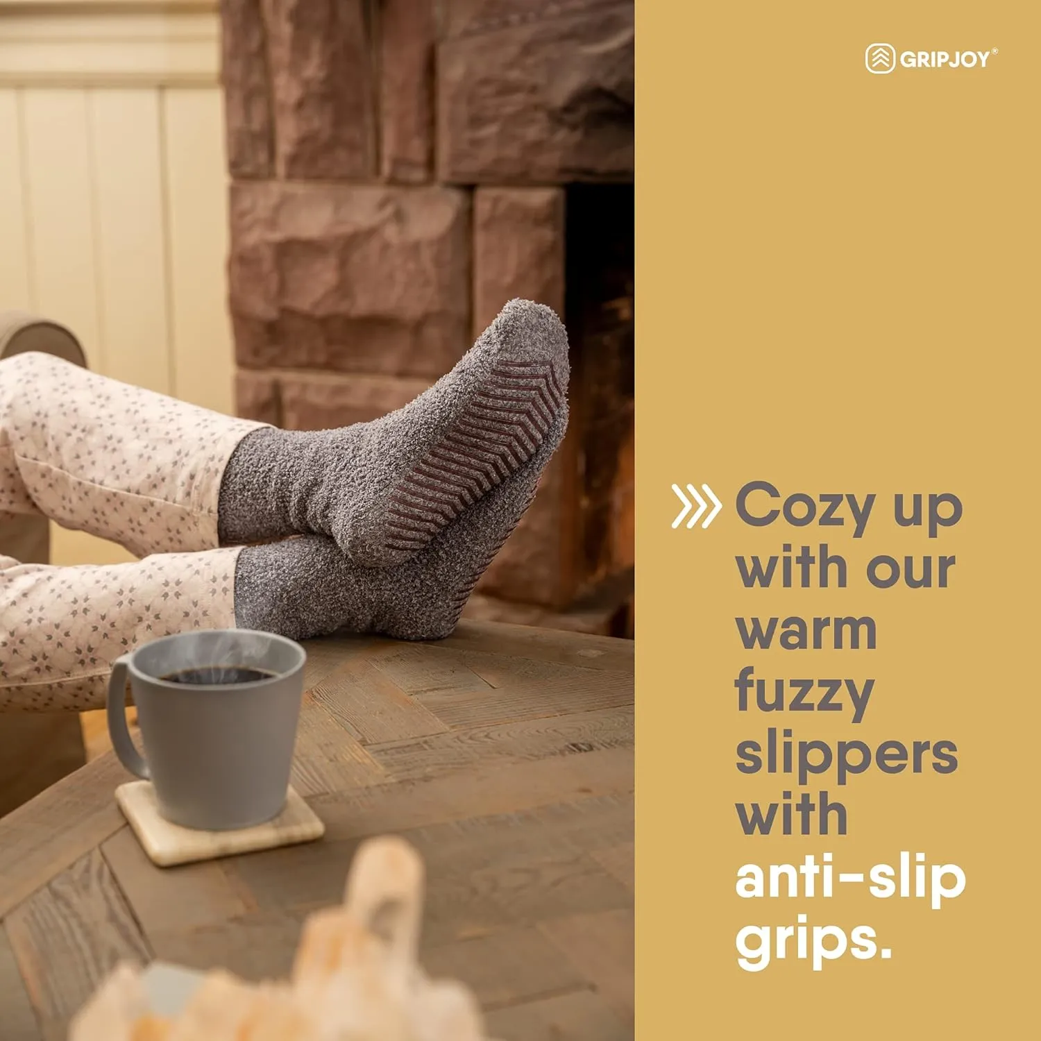 Gripjoy Fuzzy Non-Slip Socks - Grippers for Men & Women - Hospital Socks