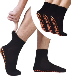 GRPSKCOS Non Slip Socks for Men House Socks with Grips 3 Pairs Anti-Skid Yoga Pilates Tile Wood Floors Hospital Slipper Socks