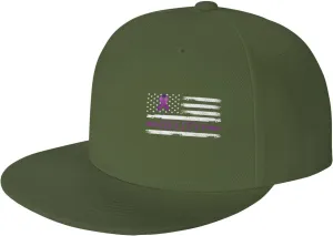 Gynecological Cancer Believe American Flag Purple Ribbon Fashion Flat Cap Adujstable Men Women Baseball Caps Outdoor