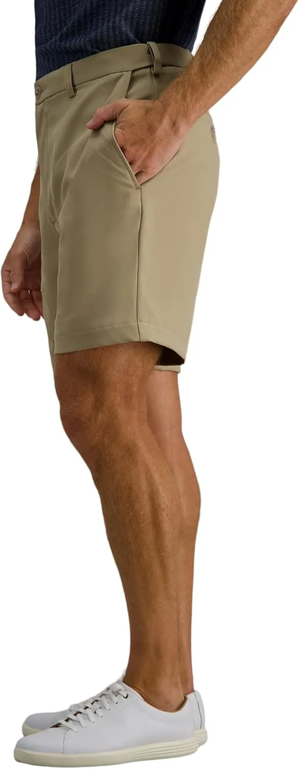 Haggar Men's Cool 18 Pro Straight Fit Flat Front 4-Way Stretch Expandable Waist Shorts - 7 and 9.5 Inch Inseams