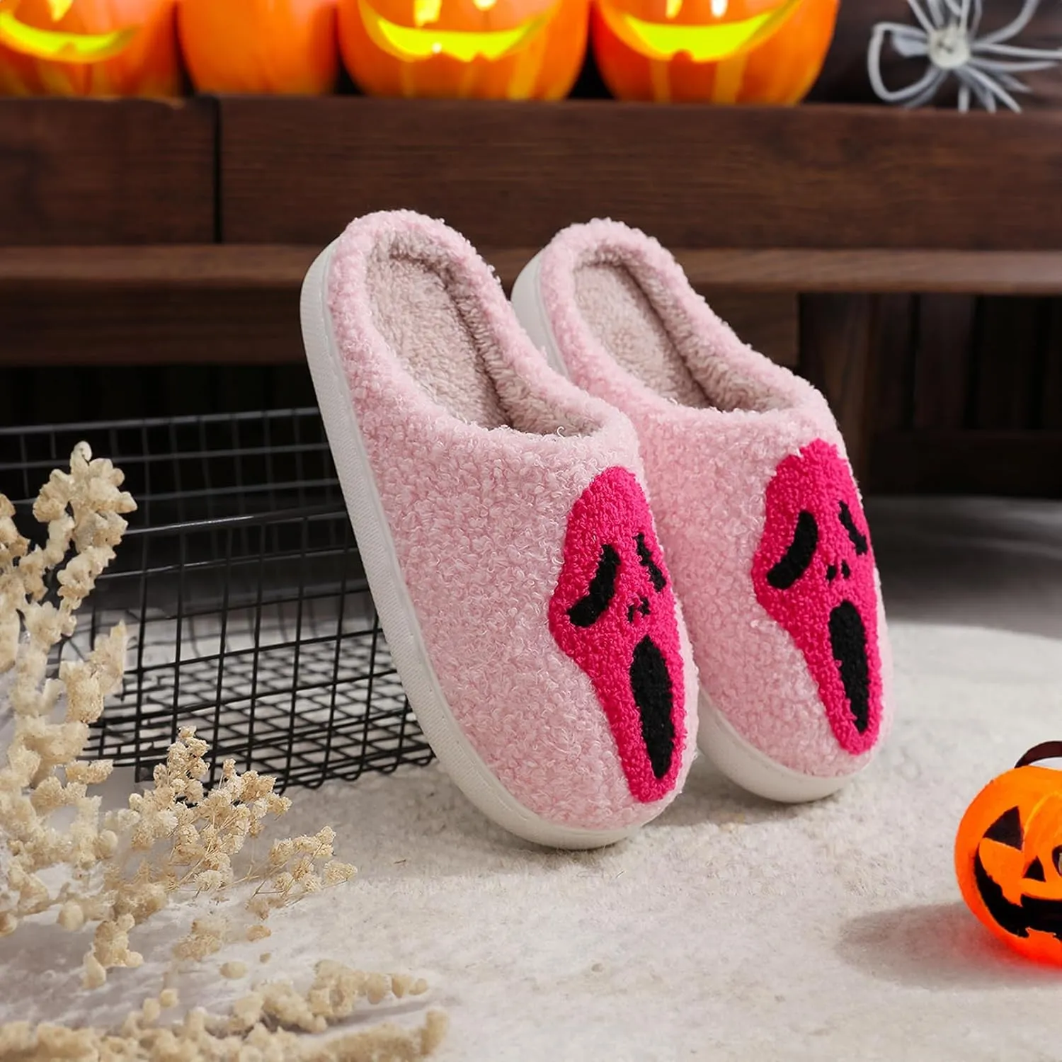 Halloween Christmas Slippers Holiday Slipper House Shoes Home Slipper for Women Fuzzy Outdoor Indoor Bedroom Slippers