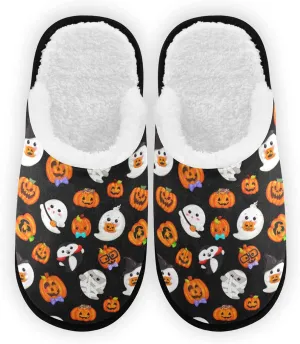 Halloween Ghost Vampire Zombie House Spa Slippers Pumpkins Home Slippers Memory Foam Closed Toe Slipper Non Slip for Women Men Hotel Bedroom Travel Shoes L