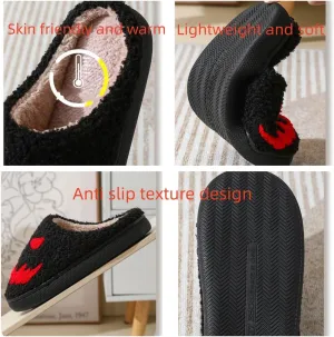 Halloween Skull Plush Slippers for Women Men Anti-slip Soft Sole House Shoes，Cozy Warm Fuzzy Ghost Face Slippers