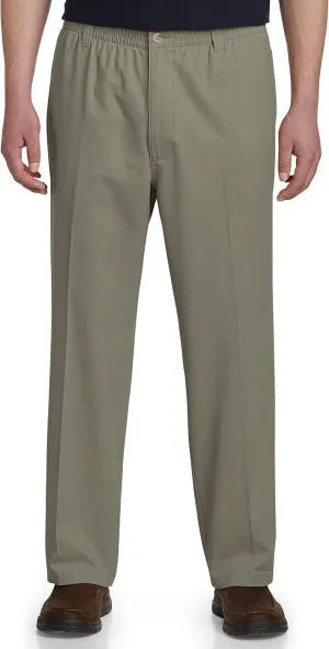 Harbor Bay by DXL Men's Big and Tall Waist-Relaxer Pleated Twill Pants | Flat Front Style, Elasticized Comfort Waistband