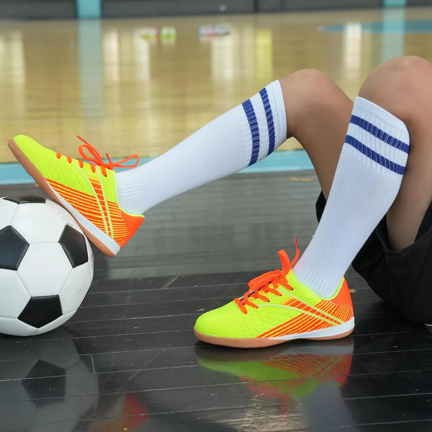 Hawkwell Kids Athletic Indoor Comfortable Soccer Shoes(Toddler/Little Kid/Big Kid)