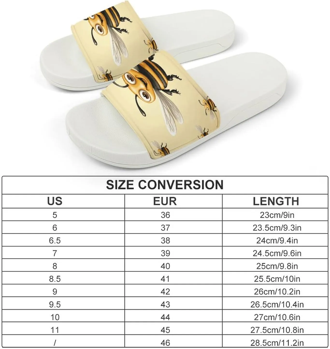 Home Slides Shower Sandals,Honey Bee Print Open Toe Slippers,Summer Beach Slides,Non-Slip Shower Shoes for Indoor And Outdoor
