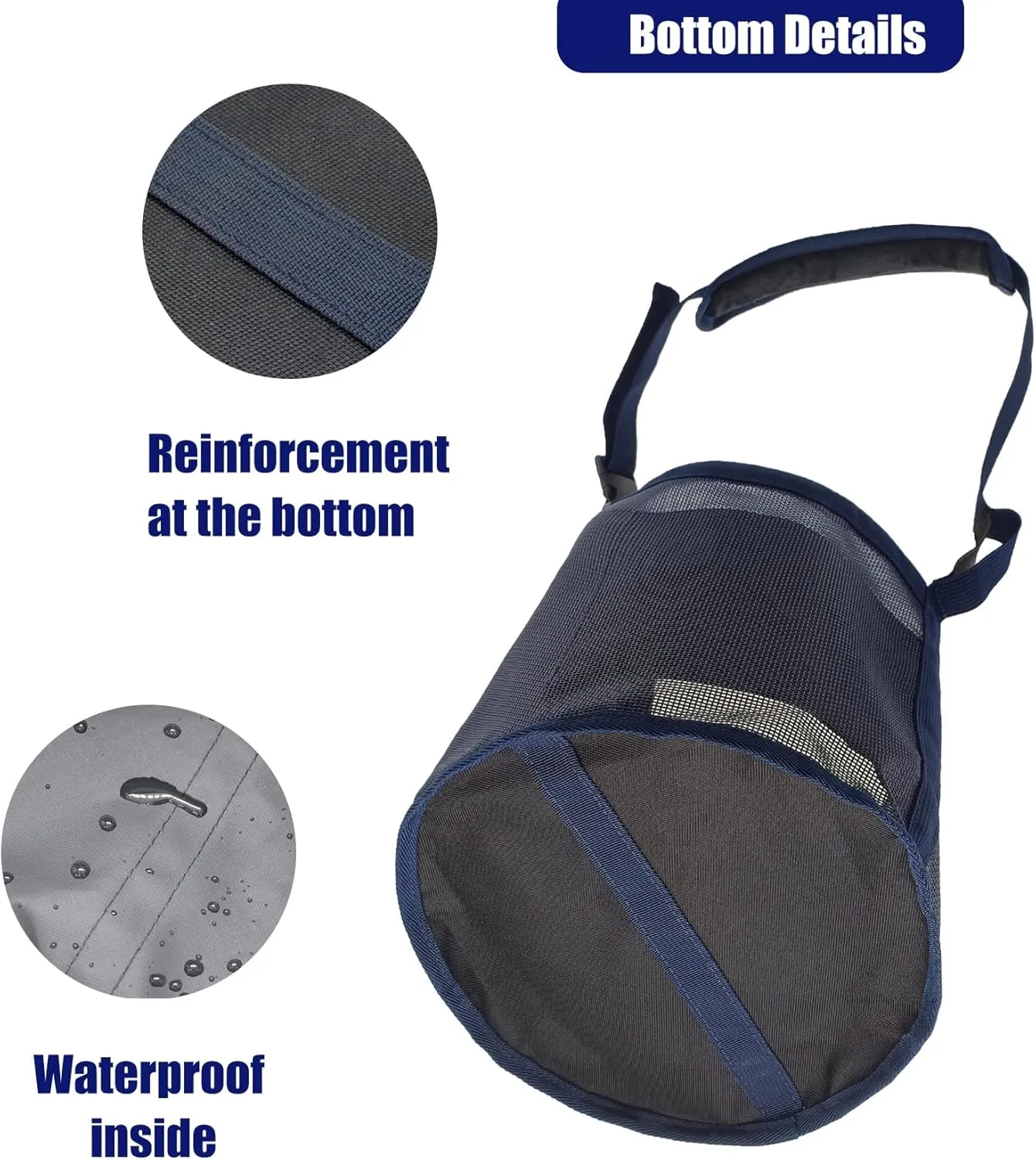 Horse Feed Bag Grain - Heavy Duty Mesh Feed Bucket with Adjustable Strap,Comfort Neck Pad,Nose Pad and Waterproof Bottom Horse Muzzle Feed Bag(Medium,Blue Pink)