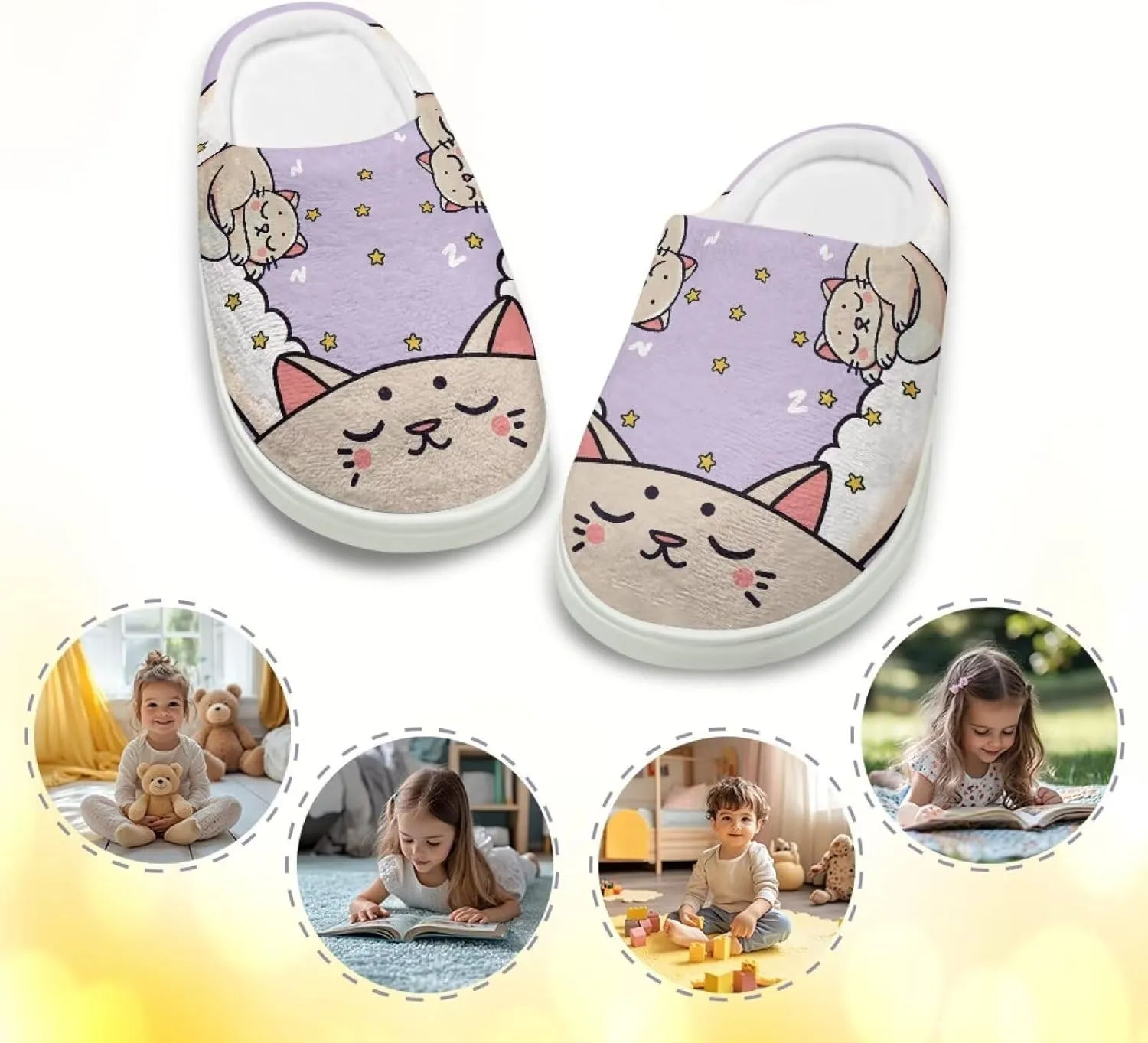 House Slippers for Kids Plush Cotton Slipper Home Indoor Fuzzy Slipper Shoes Warm Non Slip Fleece Plush Slipper Size 9-15
