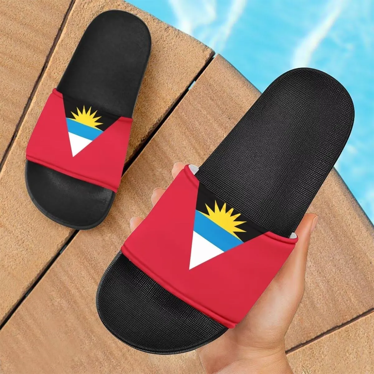 Howilath North American Countries Flag Sandals for Women Comfort Non Slip House Shower Shoes Summer