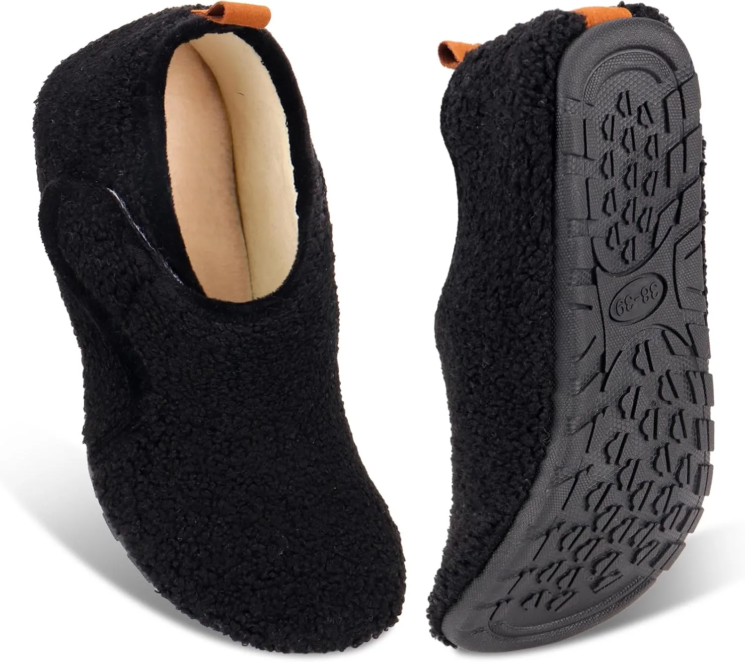 Ibeauti Womens Mens House Slippers Rubber Sole Indoor Slipper Socks Lightweight Fleece Lined Slip-on Barefoot Slippers