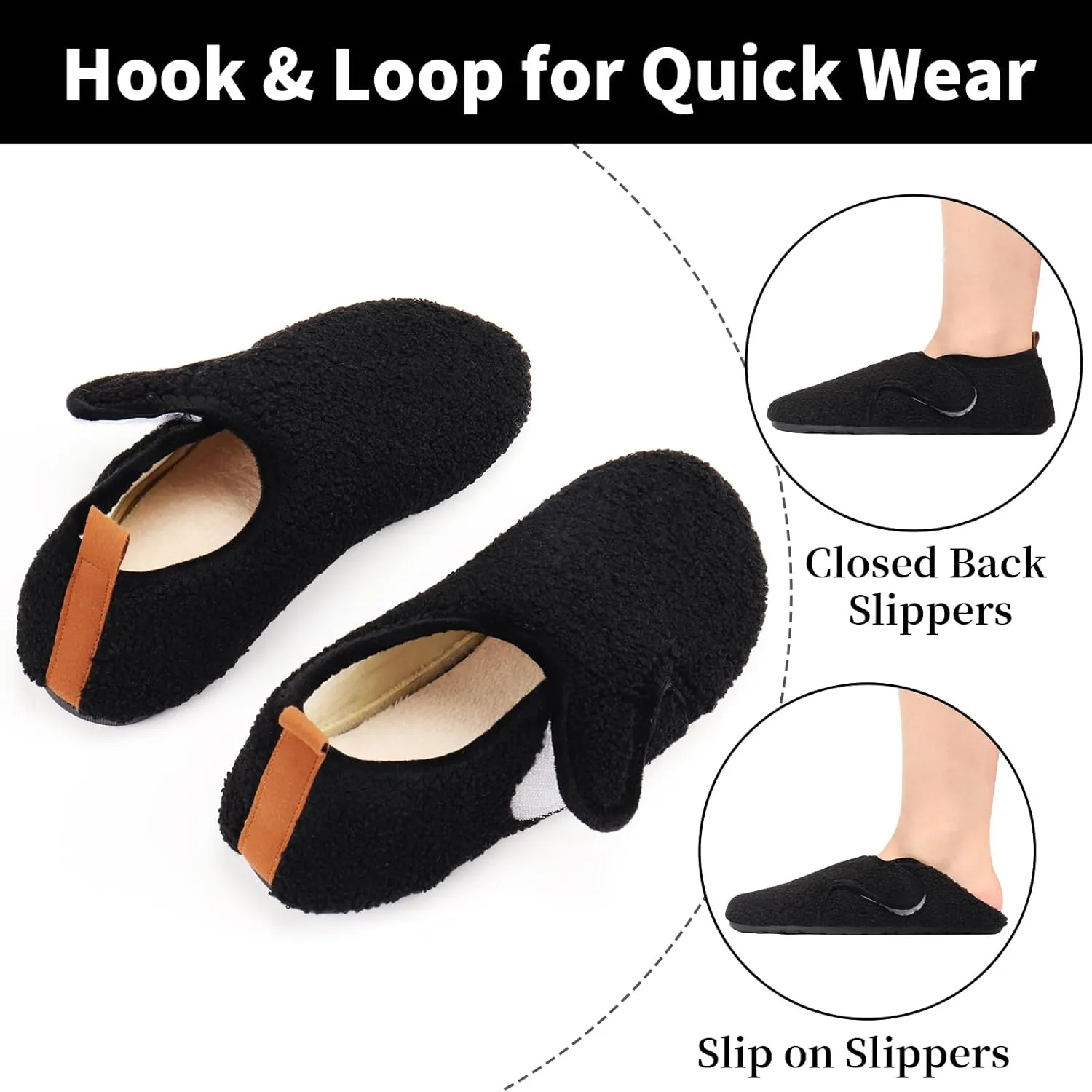 Ibeauti Womens Mens House Slippers Rubber Sole Indoor Slipper Socks Lightweight Fleece Lined Slip-on Barefoot Slippers