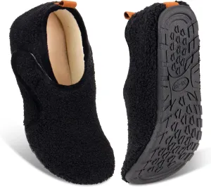 Ibeauti Womens Mens House Slippers Rubber Sole Indoor Slipper Socks Lightweight Fleece Lined Slip-on Barefoot Slippers