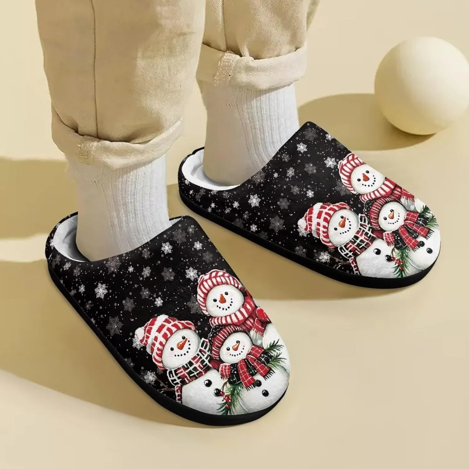 Indoor Home Slippers Kids Toddler Christmas Cozy Slippers Non-Slip Plush Slippers Boys Girls Winter