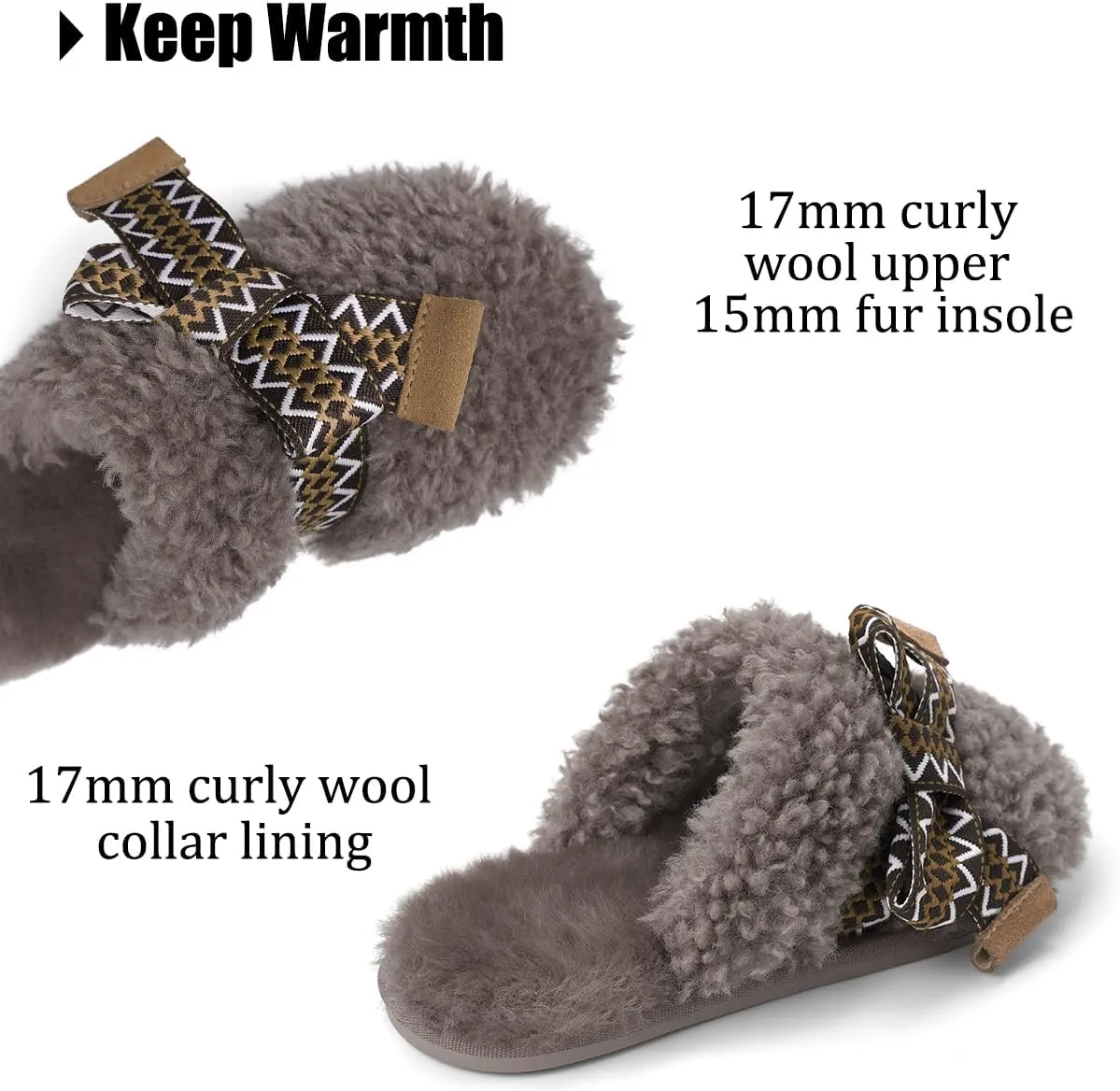 IPSAE Womens Maxi Curly Slide Slippers Winter Memory Foam Slippers Cozy Fuzzy Slippers Women Gifts House Cloud Bow Slippers for Women.