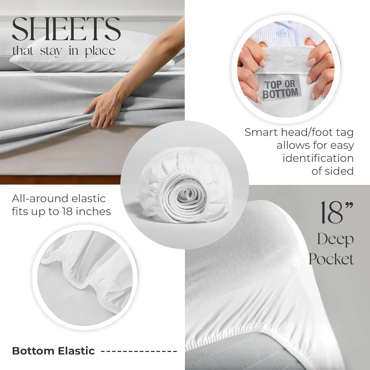 Ivory Sheet Set, Organic Cotton Deep Pockets Sheets for Queen Size Bed, Percale Sheets, Lightweight & Breathable, Easy Fit, Cool & Crisp