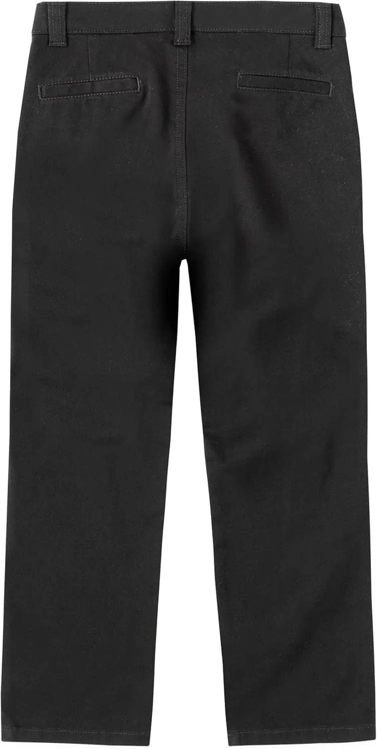 IZOD Boys' School Uniform Twill Pants, Flat Front & Comfortable Waistband with 5 Pockets