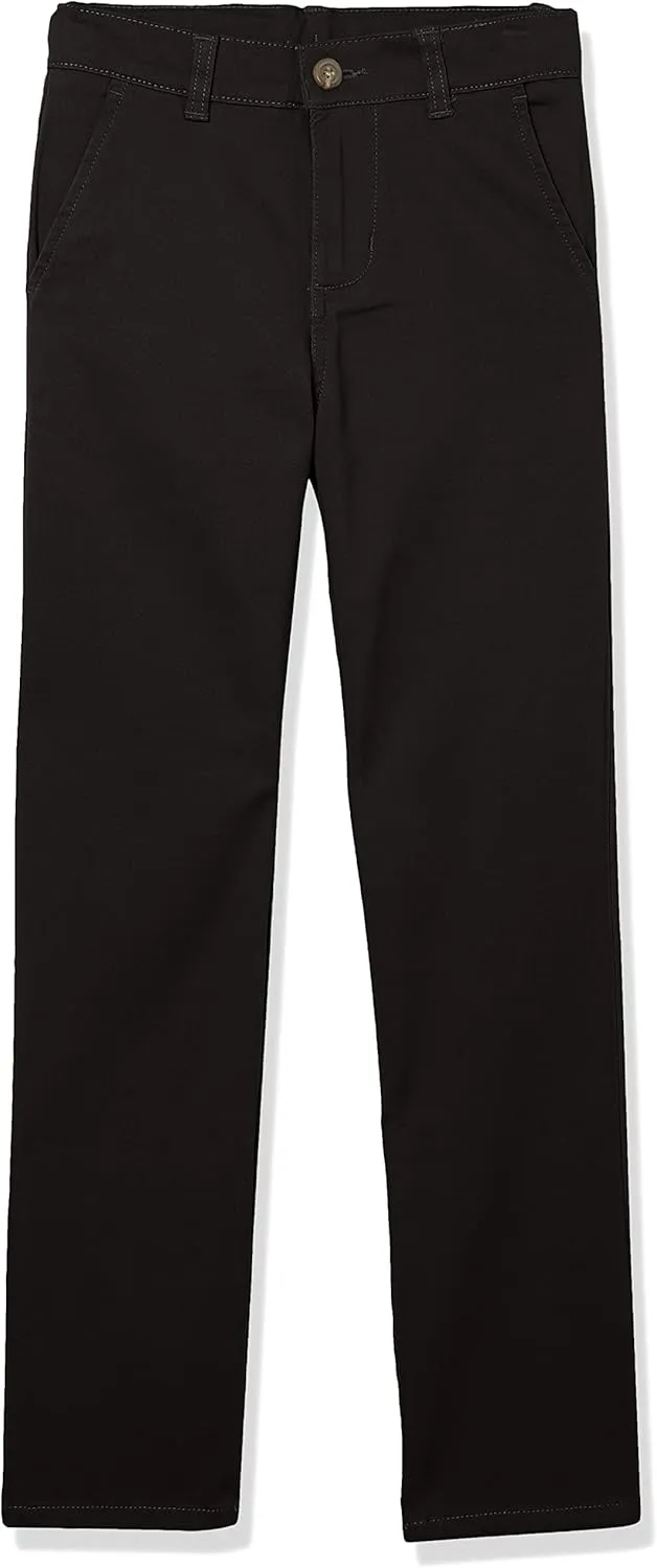IZOD Boys' School Uniform Twill Pants, Flat Front & Comfortable Waistband with 5 Pockets