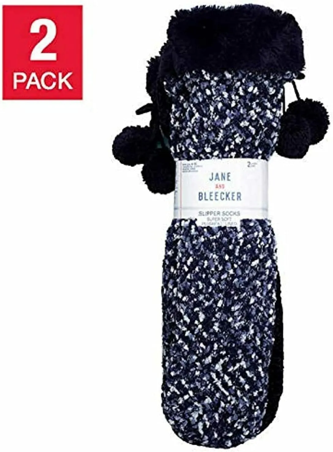 Jane & Bleecker 2 Pair Slipper Socks for Ladies
