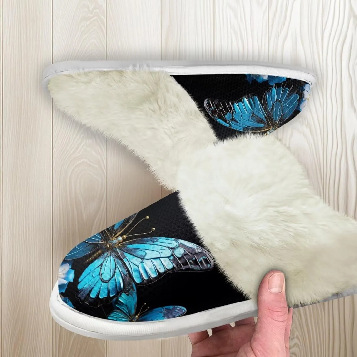 Jeiento Women's Indoor Bedroom Slipper for Women, Butterfly Print House Shoe