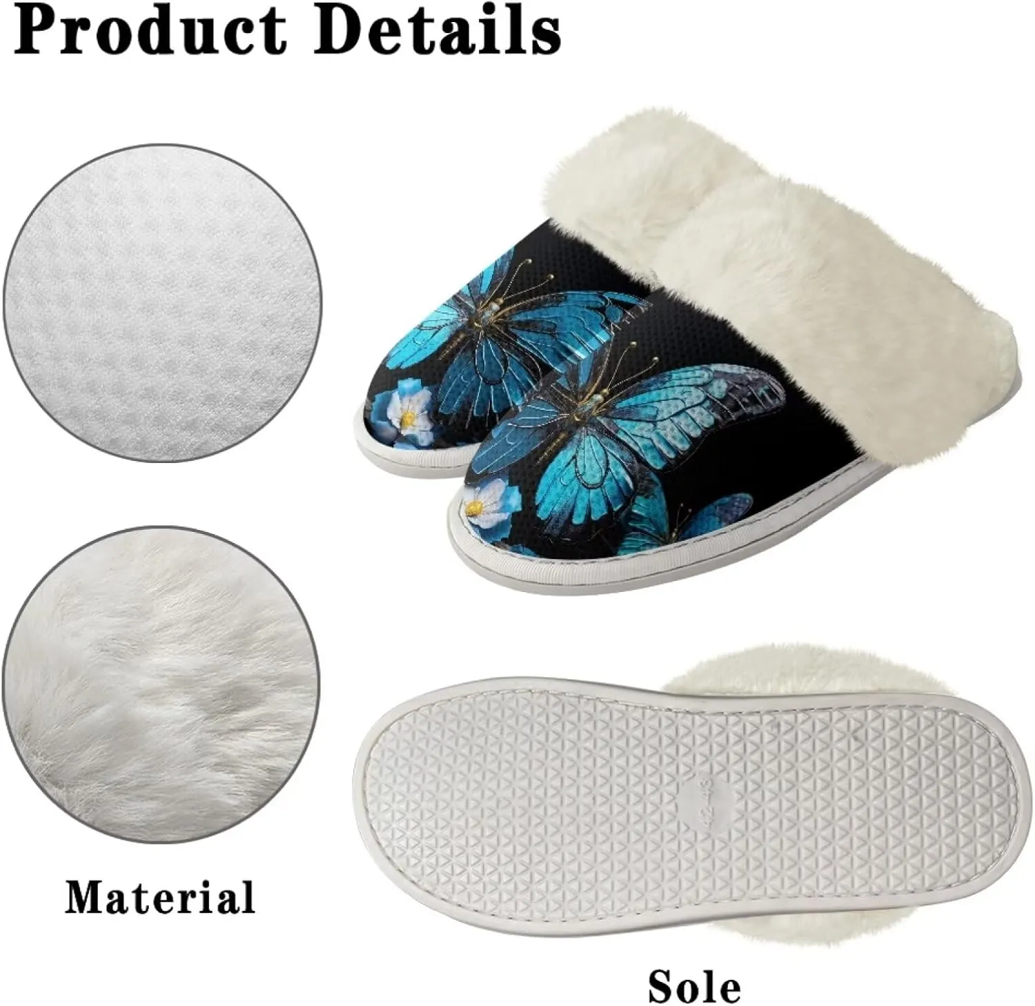 Jeiento Women's Indoor Bedroom Slipper for Women, Butterfly Print House Shoe