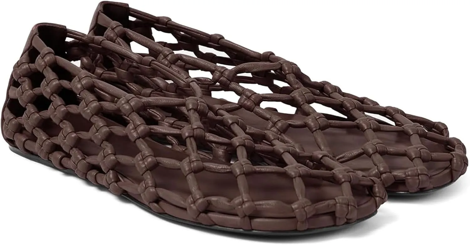 Jelly Mesh Ballet Flats for Women Woven Summer Beach Ballerina Flat Sandals Cute Comfortable Casual Slip on Mary Jane Shoes