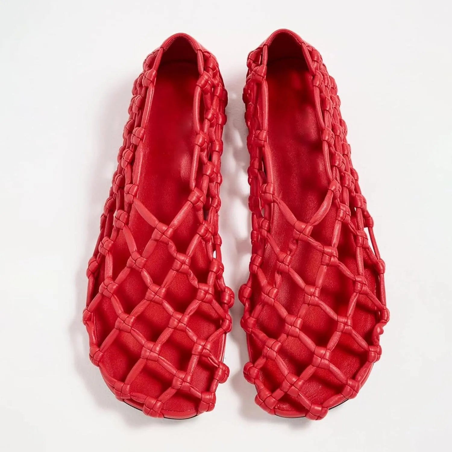 Jelly Mesh Ballet Flats for Women Woven Summer Beach Ballerina Flat Sandals Cute Comfortable Casual Slip on Mary Jane Shoes
