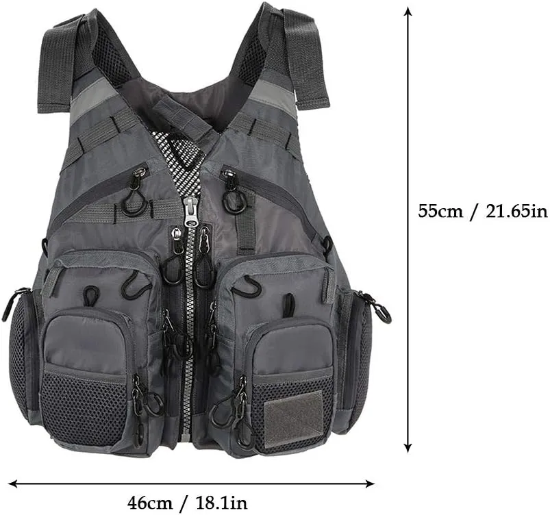 JKSPORTS Fly Fishing Vest Fishing Safety Life Jacket for Swimming Sailing Boating Kayak Floating Multifunction Breathable Backpack for Men and Women Kayak Vest Swim Vest