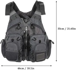 JKSPORTS Fly Fishing Vest Fishing Safety Life Jacket for Swimming Sailing Boating Kayak Floating Multifunction Breathable Backpack for Men and Women Kayak Vest Swim Vest