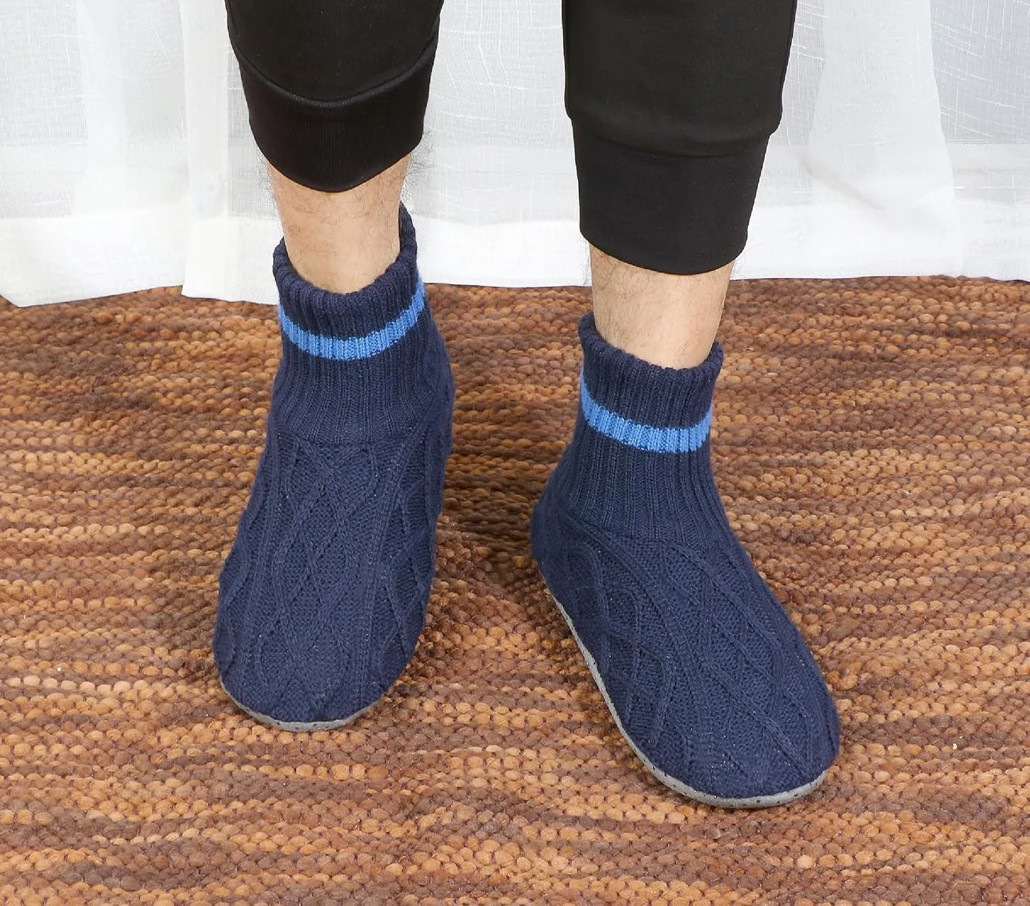 Keyela Slipper Socks Soft Cozy Thick House Indoor Boot Sock Shoes with Anti-Skid Bottom Soles for Men's