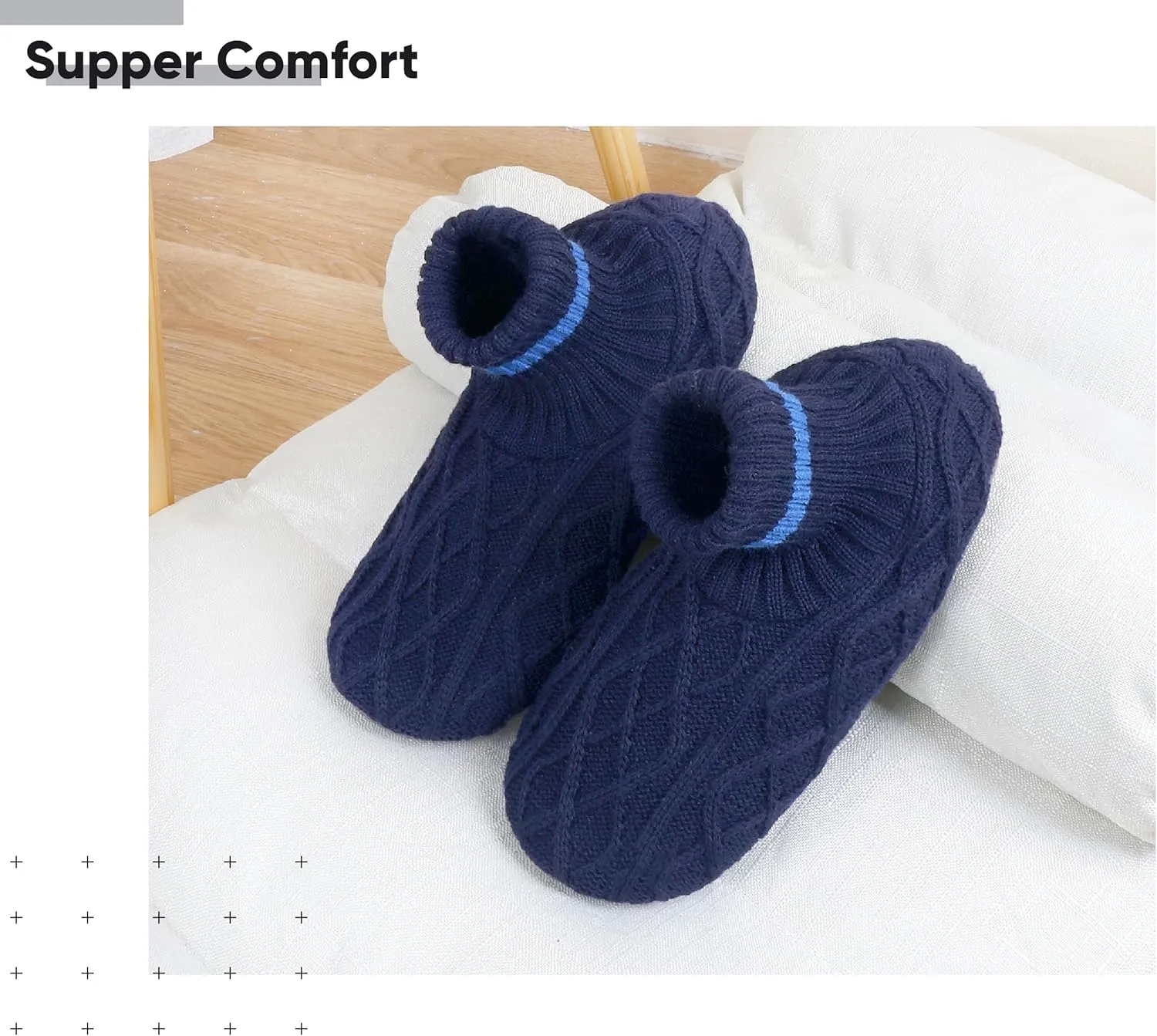 Keyela Slipper Socks Soft Cozy Thick House Indoor Boot Sock Shoes with Anti-Skid Bottom Soles for Men's
